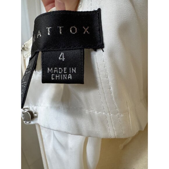 Aidan Mattox White & Gold Embroidered Silk Dress Size 4 - Picture 4 of 16